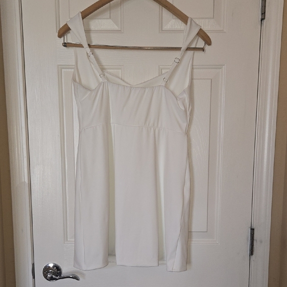 Source Unknown White Sheath Mini DRESS WIDE V-Neck FLIRTY SUMMER STAPLE PLUS SZ - Picture 6 of 7